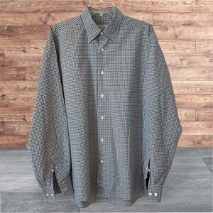 $675 Brioni Button Down Sport Shirt, Cotton, White/Blue, Long Sleeve, Sz XL